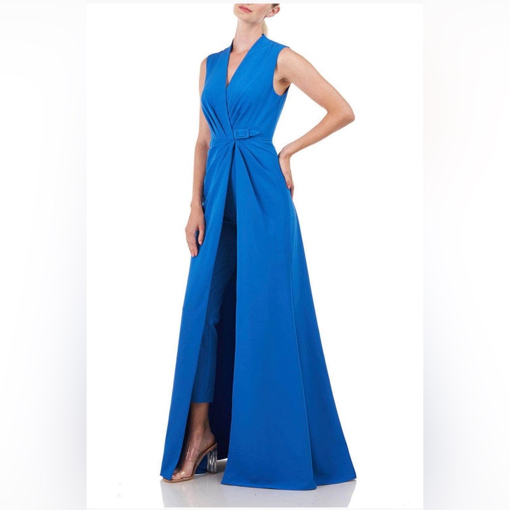 Kay Unger V-Neck Jumpsuit with Overskirt